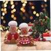 2PCS Gingerbread Man Plush Toy 9.5 Inch Cute Christmas Stuffed Animals for Xmas Tree Topper Xmas Party Tabletop Decor Gingerbread Christmas Decorations Toys Ginger Bread Decor view 2
