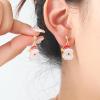 2.7 * 1.3cm Christmas Day Snowman Santa Earrings,white 1,2.7 * 1.3cm view 3