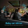 Baby Car Mirror with Remote Control Light, Shatterproof, 360 Adjustable Wide View with Night Vision, Easy Install for Rear Facing Infant Backseat (Voice gradient white) view 2