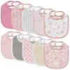 10 Pack Cotton Snap Bibs for Baby Boy Girl, Super Soft Drool Bibs for Teething and Feeding view 1