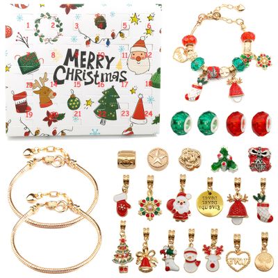 Christmas Decorations Advent Calendar Bracelet 24 Days Xmas Countdown Charm Bracelet Advent Calendar 2025 Gold DIY Alloy Christmas Home for Kids Girls Teens
