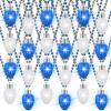 Ferreve 12 Pcs Hanukkah Light up Beads Necklace Bulk LED Hanukkah Lanyard Bulb Necklaces with 3 Light Modes Glow Tossing Beads Accessories for Christmas Chanukah Party Favors Supplies(Blue, White) view 1