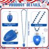 Ferreve 12 Pcs Hanukkah Light up Beads Necklace Bulk LED Hanukkah Lanyard Bulb Necklaces with 3 Light Modes Glow Tossing Beads Accessories for Christmas Chanukah Party Favors Supplies(Blue, White) view 3