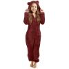 Likthione Girls Fleece Jumpsuits Kids Hooded Rompers Costume Fuzzy Cute Onesie Winter Clothes Warm Playsuit Jumper (2-Wine, 2-3 Years) view 1