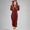 Likthione Girls Fleece Jumpsuits Kids Hooded Rompers Costume Fuzzy Cute Onesie Winter Clothes Warm Playsuit Jumper (2-Wine, 2-3 Years) view 2