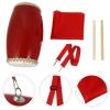 Traditional Waist Drum Hand Percussion  PVC + Cowhide Double-Sided Drum with Strap & Sticks, Durable Toddler & Children Musical Gift for Celebrations & Folk Dance (32X15X15CM) view 4