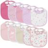 10 Pack Cotton Snap Bibs for Baby Boy Girl, Super Soft Drool Bibs for Teething and Feeding view 1