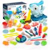 Dough Play Kitchen Creations Toys, Dolphin Noodle Maker Machine, Art Craft Food Modeling ToolsToddler Play Clay Kit, Gift for 3 4 5 6 7 8 Year Old Girls Boys (6 Colors Dough) view 1