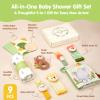 hahaland Baby Newborn Shower Gifts for Boys & Girls with Swaddle Blanket, Rattle Socks and Wristband Set, Plush Rattle, Soft Baby Crinckle Book, Wooden Milestone Card, 0 3 6 12 Months Baby Sensory Toy view 2