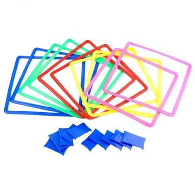 KiBcsLic 10Pcs Hopscotch s Colored Hoops Toss Game for Kids for Children Teens Party, Square