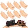 Liliful Pack of 8 Wood Train Track Expansion Packs Compatible with Most Train Tracks (3.94 x 1.57 x 0.47 Inch,Curved) view 1
