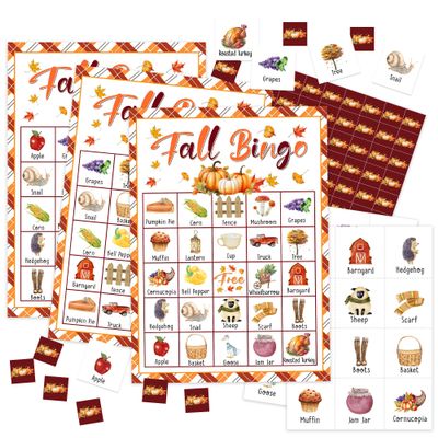Levitatinyear Fall Bingo Game, Fall Harvest Games with 24 Players, Autumn Holiday Supplies Activities, Thanksgiving Party Favors for Adults Large Group