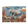 RMYRHQ Wilderness Safari Animals Elephant Zebra Deer Birds with Golden Grass Blues Sky&Oranges Clouds Wooden Puzzles for Adults 1000 Pieces Stress Relieving Pleasure Puzzles Family Nature Decor view 1