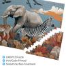 RMYRHQ Wilderness Safari Animals Elephant Zebra Deer Birds with Golden Grass Blues Sky&Oranges Clouds Wooden Puzzles for Adults 1000 Pieces Stress Relieving Pleasure Puzzles Family Nature Decor view 3