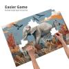 RMYRHQ Wilderness Safari Animals Elephant Zebra Deer Birds with Golden Grass Blues Sky&Oranges Clouds Wooden Puzzles for Adults 1000 Pieces Stress Relieving Pleasure Puzzles Family Nature Decor view 4