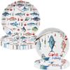120 Pcs Gone Fishing Birthday Decorations Fishing Paper Dinner Plates Napkins Forks Cups Straw Dinnerware for Fishermen Theme Kids Men Birthday Party Supplies Favors, Serves 20 Guests view 2