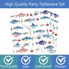 120 Pcs Gone Fishing Birthday Decorations Fishing Paper Dinner Plates Napkins Forks Cups Straw Dinnerware for Fishermen Theme Kids Men Birthday Party Supplies Favors, Serves 20 Guests view 4