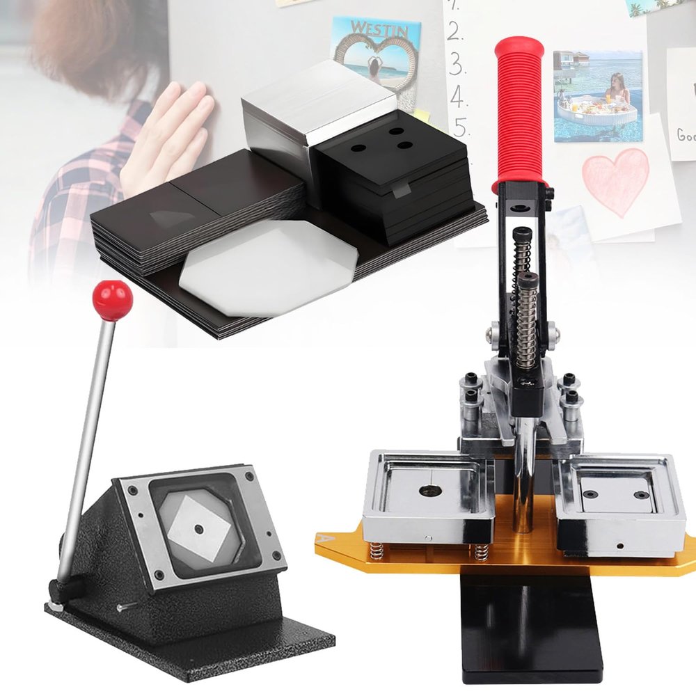 DowPie DIY Fridge Magnet Maker Kit, 2 X 2 Inch, with 1 Press Machine +1 Paper Cutter +100 Sets Consumables,Perfect for Birthdays Holidays Or Thoughtful Surprises 3.2 * 2.1inAcrylic