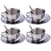 Licsaliwe Heat-Resistant Kids Stainless Steel Tea Set, Cups Saucers Spoons for Girls Boys/ 4x70ml view 1