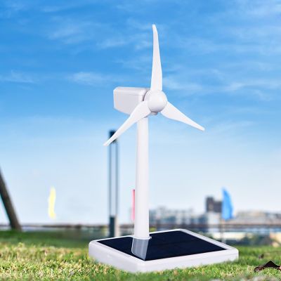 OLONETO DIY Solar Windmill Generator Model  Mini Renewable Energy Display Kit With Rotating Blades, Upgraded Solar Panel Power, Desk Decoration For Hobbyists(Short Rod  Large Panel)