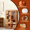 4 Tier Curio Display Cabinet, Storage Cabinet with Acrylic Double Door, Collectibles Toy Organizers Rack & Display Shelf, Bookcase for Bedroom, Reading Nook,Brown,4 Layer Double Door view 3