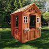 Wooden Playhouse for Kids with 2 Windows & Flowerpot Holder, Solid Wood Outdoor Backyard Play House for Children 3-8 Years, 42" Lx46 Wx55 H view 3