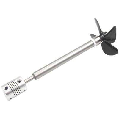 RC Boat Shaft Assembly 60mm 4-Blade Fully Submerged Propeller 5mm Shaft System with Motor Coupler for Trawler Fishing Bait Boats(4mm,30CM/24CM)