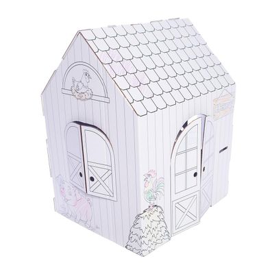 Andersons My Name, My Playhouse! Barn  Personalized Lifesize Cardboard Farmhouse for Kids Ages 3+, Color-in Activity, Birthday Gift Fun, Classroom Craft, Holiday Surprise, Easy Assembly