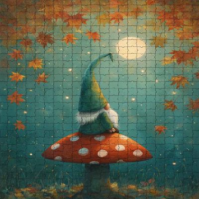 1000 Piece Jigsaw Puzzle for Adults Whimsical gnome, Autumn Mushroom, Moonlight Challenging and Peaceful Magic Puzzle Game for Fantasy Enthusiasts, Kids Wall Decor Gift Family Game Night Fun