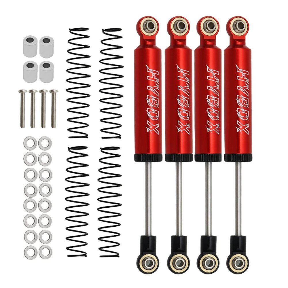 4pcs RC Shocks Absorber,RC Shock Absorber Set,RC Car Built-in Spring 70/80/90/100/110mm Shock Absorber Damper for 1/10 RC Crawler Axial SCX10 ii RBX10 Wraith TRX-4 MST Redcat (Red, 100mm 4pcs)