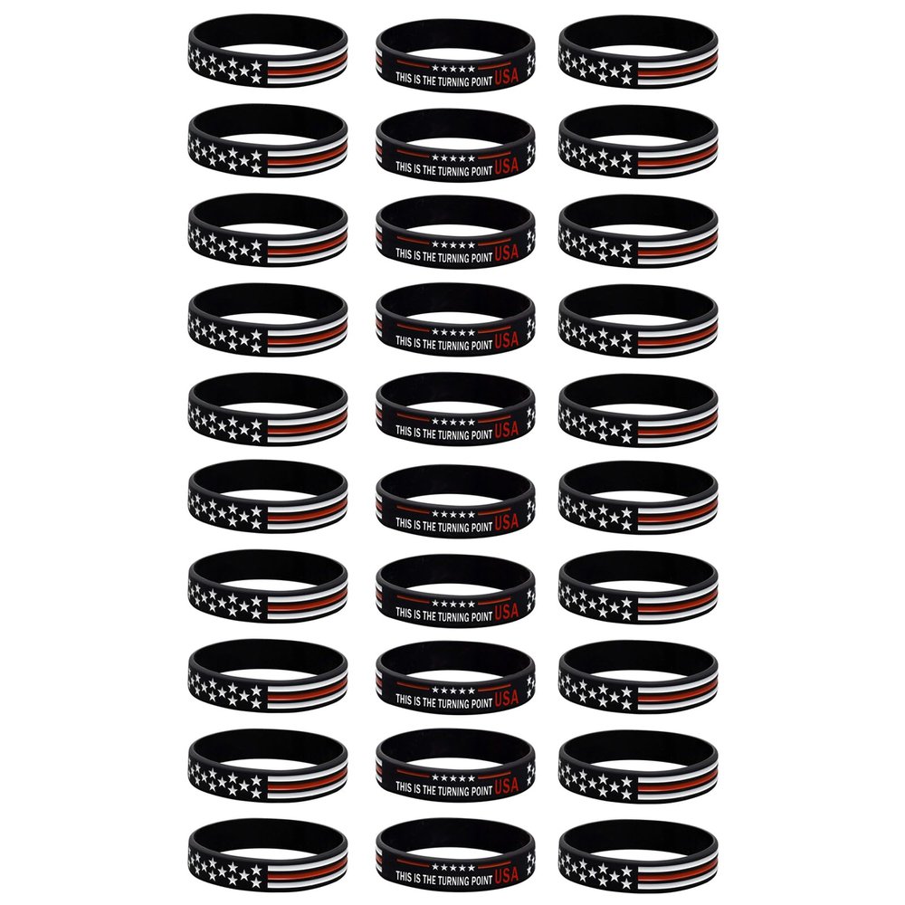 Flvkev Shooting Of Charlie Kirk Bracelet Turning Point Usa Flag Merch Bracelets (turning point black-30pcs)