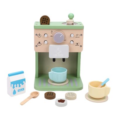 Alomejor Wooden Coffee Maker Toy, Play Kitchen Machine with Sounds and Lights for Kids Learning, Boys Girls Age 3 4 5 6