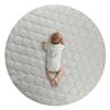 Byrd & Blume Round Baby Play Mat, Reversible Quilted Organic Cotton, Soft Circle Nursery Rug, Non Toxic, Foldable Portable, 40 Inch, Gray Stars/Solid Gray view 1