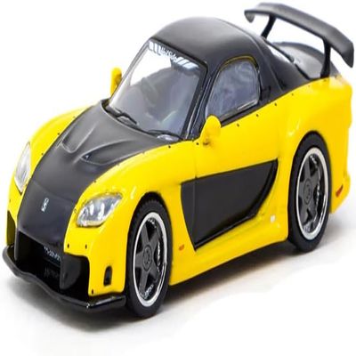 1/64 Tarmac Works RX-7 VeilSide Fortune7 RHD (Right Hand Drive) Yellow and Black Global64 Series Diecast Model T64G-075-YE