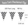 48Pcs Race Cars Checkered Flag, Black And White Checkered Flag Banner Race Car Birthday Party Supplies,98ft Racing Flags Checkered Pennant Banner Triangle String Waterproof Flags For Party, Birthday Decoration 100FT view 3