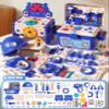 Kids Tool Set with Workbench, 24-Piece Blue Construction Toy Kit, Play Tools Box with Storage Case view 4