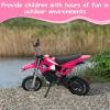 49cc 2-Stroke Kids Dirt Bike, Gas Power Motocross, Beach Off Road Mini Motorcycle, Metal Suspension Children Pocket Motorbike Twist Grip Throttle, Dual Suspension & Brakes Twist Grip Throttle (Pink) view 4