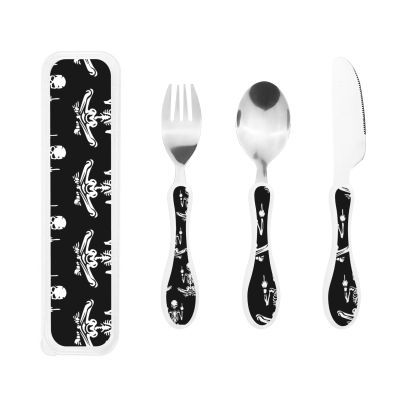 Middle Finger Skull Skeleton Black Compact And Portable Gourd Handle Knife Fork Spoon Three Piece Set