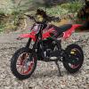 49cc 4-Stroke Kids Dirt Bike, Gas Powered Off-Road Motorcycle with Dual Disc Brakes & Shock Absorbers - 40MPH Max Speed Youth Motocross Bike for Ages 8-14 with Soft Seat (Red) view 3