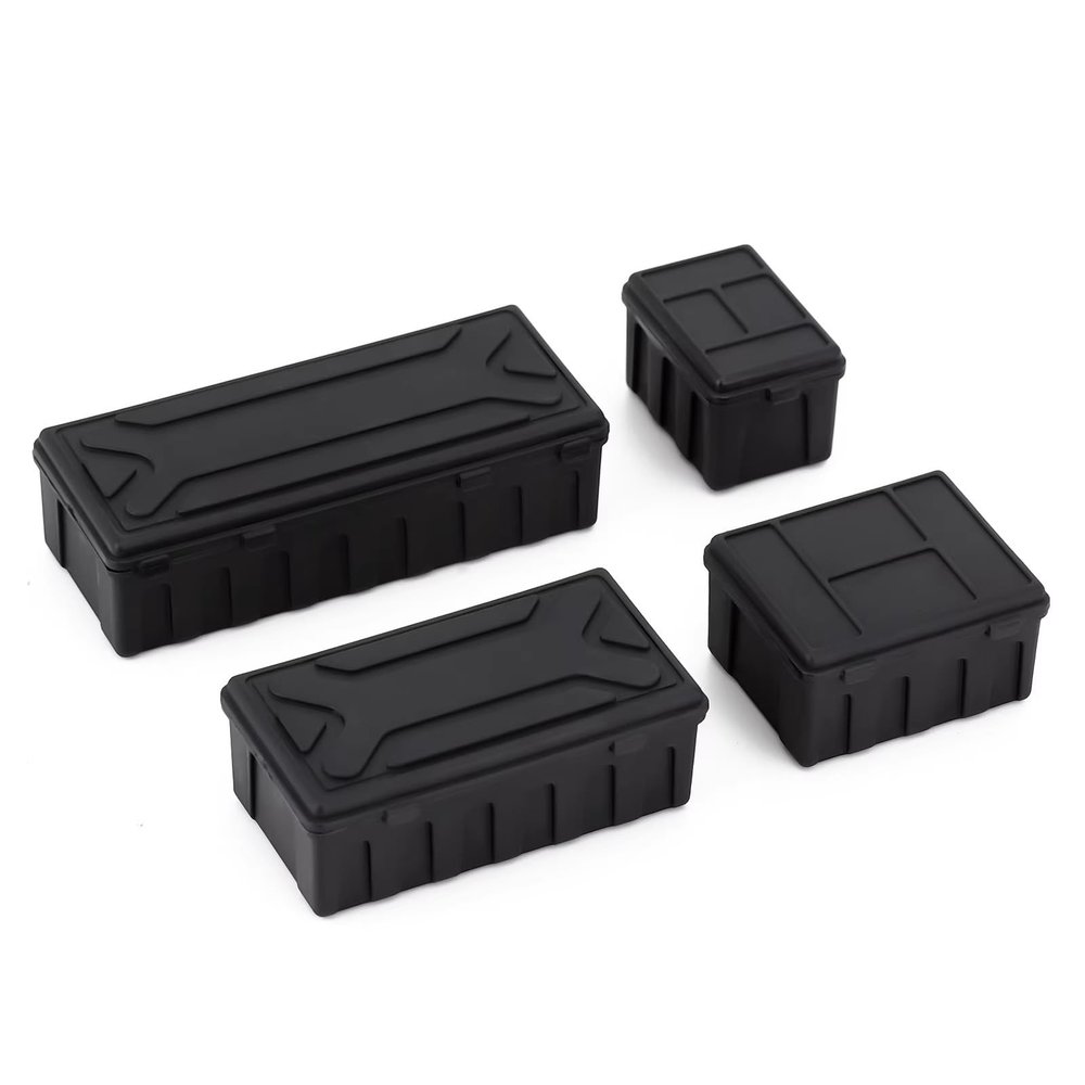 Compatible with Axial SCX10 90046 TRX4 TRX6 for Redcat Gen8 4Pcs Plastic Luggage Storage Box Decoration Tool 1/10 RC Crawler Car RC Car Accessories(Black)