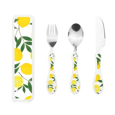 Yellow Lemon Compact And Portable Gourd Handle Knife Fork Spoon Three Piece Set