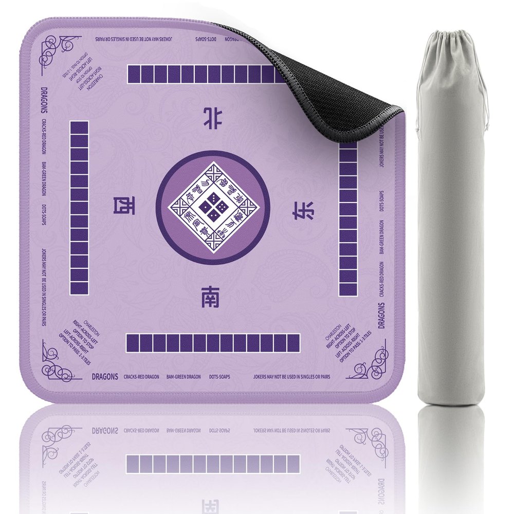2F22E Mahjong Mat, Noise Reduction Non-Slip Mahjong Mat for Table, 32.4 * 32.4 Inch Mahjong Table Mat for Poker, Board Games Table Mat, Card Games, Tile Games, Dominoes(Purple)