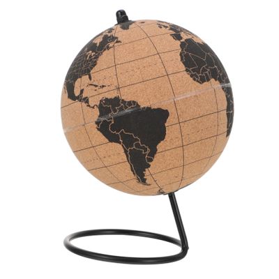 CAXUSD Cork World Globe for Office Desk Decorative Desktop Ornament with Stable Bracket Practical Craft Decoration for Travel Planning and Business Brainstorming
