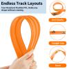 Mkobon 16 Ft Flexible Car Race Track, Flex Ramp with 12 Suction Cups, Compatible with Hot Wheels and Diecast 1/64th Cars, Double Tracks Long Rolls Up Portable Racetrack (Orange) view 3