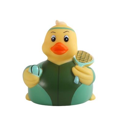 Waddlers Green Tennis Rubber Duck, New Fresh Colorful Design, Floating Upright Toy and Collectible Figurine, Sports Gift for All Ages