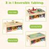 INFANS Train Table with Storage, 94 Pieces Wooden Kids Activity Toy Table Playset with 3 Foldable Boxes Reversible Detachable Tabletop, Tracks, Train, Railway, Gift for Toddler Boys Girls Ages 3+ view 2