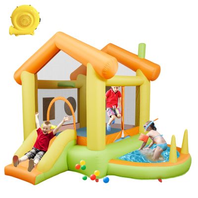 Giant Inflatable Bounce House with Slide for Kids, 10FT Bounce House Jumping Castle w/Blower, Basketball Jumping Area Target Games for Child Indoor Playground Outdoor Play Backyard Kids Parties