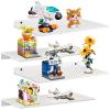 4 Pack Display Shelves for Building Bricks, Display Case Compatible with Brick Building Baseplate, Metal Floating Magnetic Display Cabinet Wall Mounted, Works with Major Building Blocks (4-White) view 1
