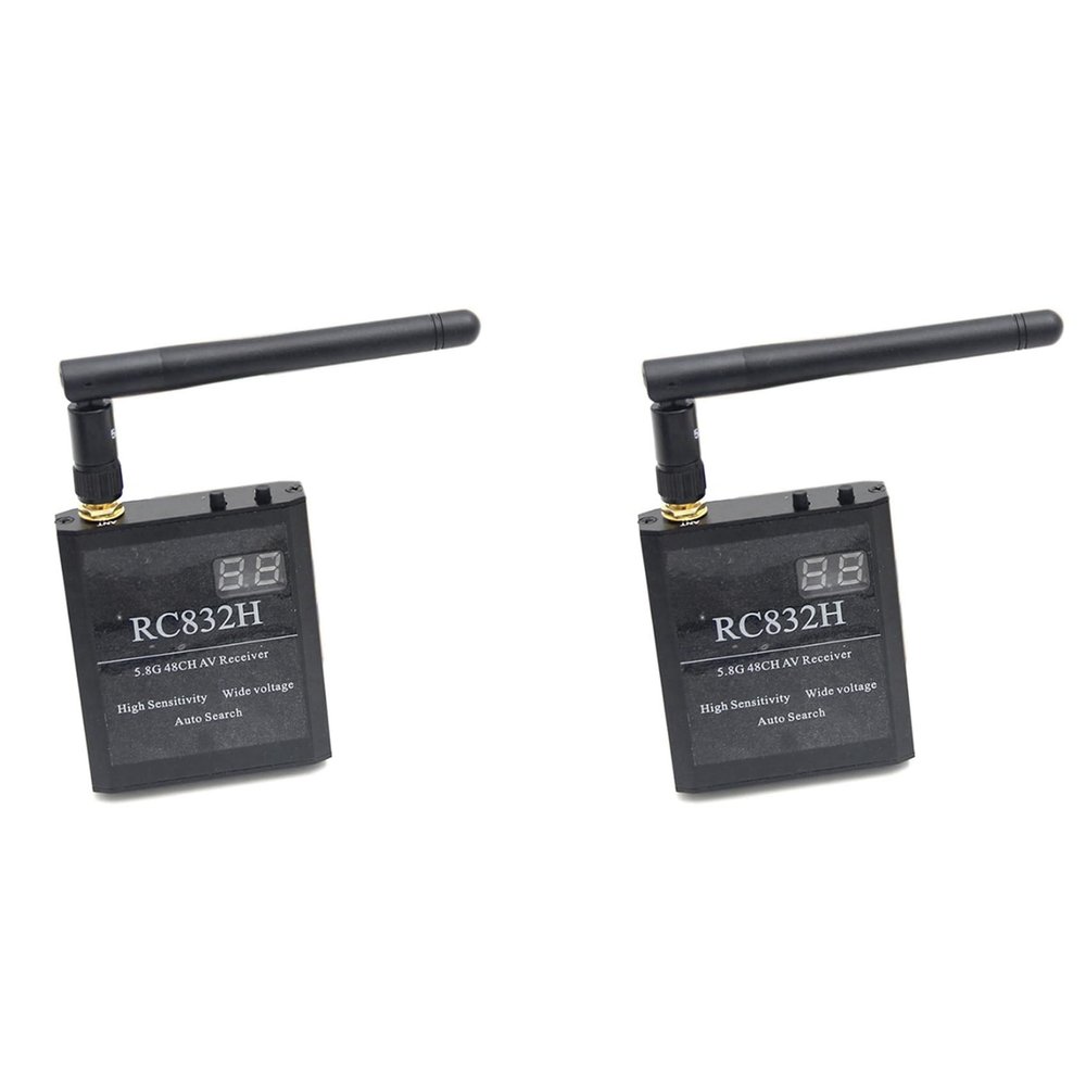 Cwmiibili 2X RC832H 5.8G 48CH Video Receiver 12V Automatic Channel Search for TS832 TS5823 TS5828 RC Airplane Helicopter FPV Drone