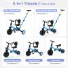 GOBOKLE 5-in-1 Tricycle for Toddlers 1-3, Convertible Toddler Bike with Push Handle & Removable Pedals, Balance Bike with Colorful Lighting Wheels, Adjustable Seat Height with Backrest(Blue) view 3